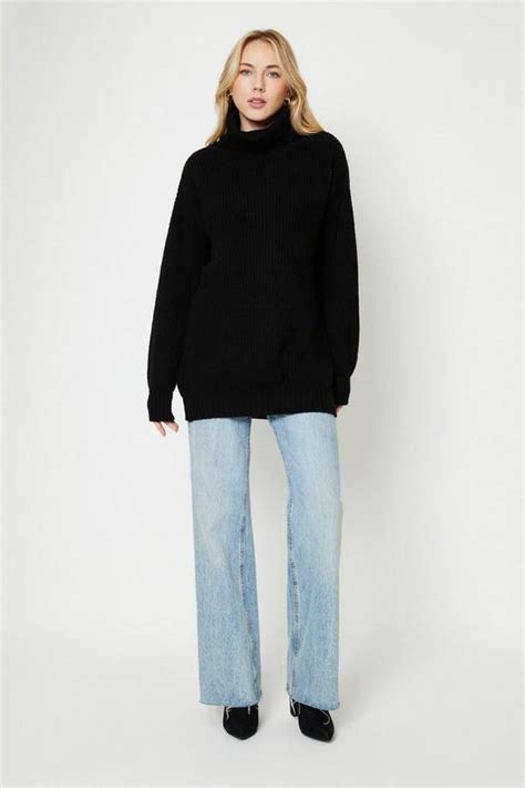 Jumpers And Cardigans Tall Longline Roll Neck Chunky Jumper Dorothy