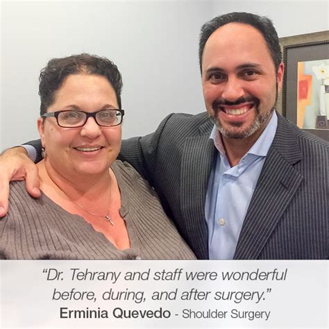 “i Highly Recommend Dr Tehrany ” Says Erminia After The Shoulder Bursitis Surgery Manhattan