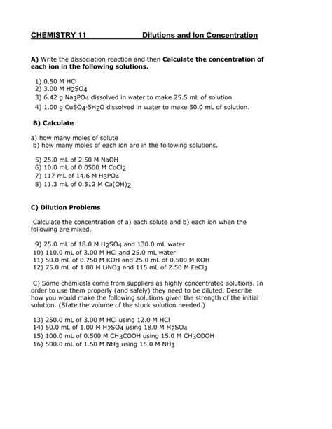 Solution Chemistry Questions Pdf