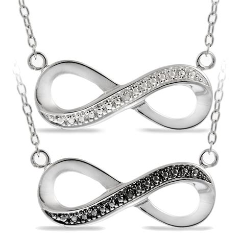 Sterling Silver Diamond Accent Infinity Necklace 2 Colors Ebay