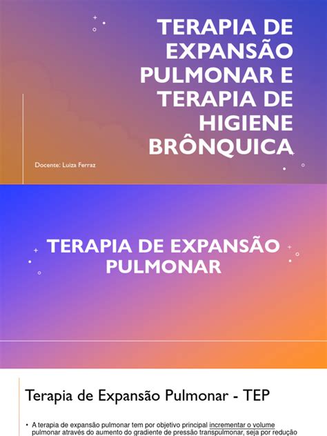 Terapia De Expansão Pulmonar E Terapia De Higiene Download Grátis Pdf