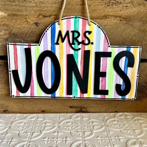 Personalized Teacher Name Sign Door Etsy