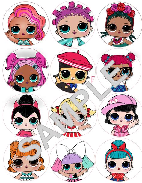 Digital Artwork Lol Surprise Dolls 1 Sheet X 12 Cupcake Toppers For