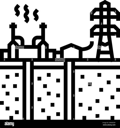 Power Grid Geothermal Energy Line Icon Vector Illustration Stock Vector