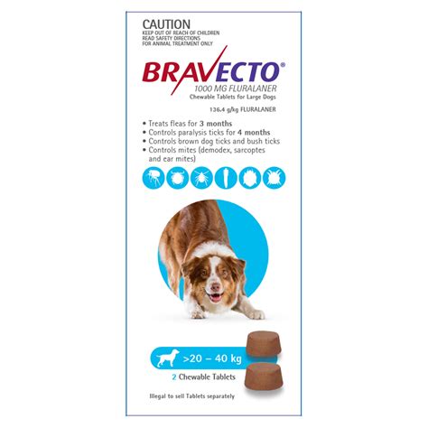 Bravecto For Large Dogs 20 40kg 2 Chews 8900