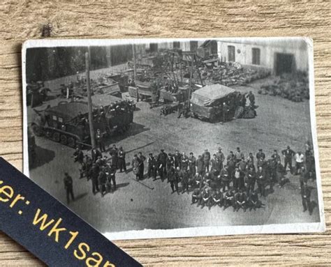 Foto Technik Kasernenhof Wh Wehrmacht Ketten Fahrzeug Sd Kfz Soldaten