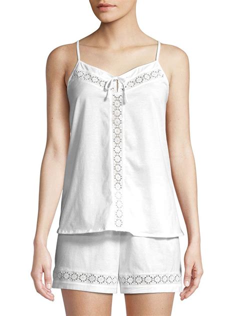 Hanro Cotton Eyelet Pajama Set In White Lyst