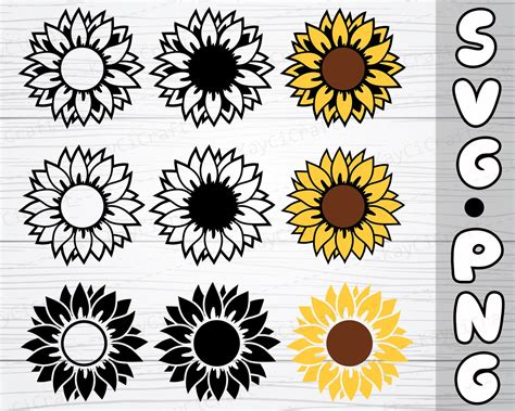 Sunflower Split Monogram Svg Sunflower Svg Sunflower Etsy