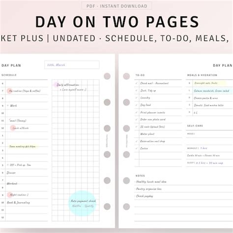 Daily Wellness Planner Pocket Size Printable Inserts Day Etsy