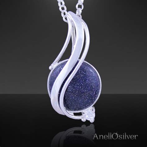 Silber Anh Nger Mit Blaufluss Und Zirkon Anellosilver