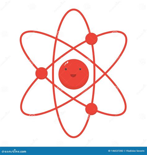 Atom is a Little Cute Character, Cute Molecule Flat Icon Stock ...