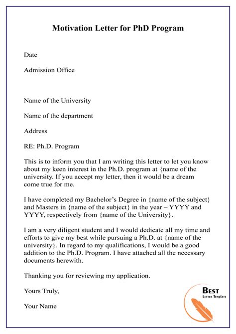 How To Write Motivation Letter For Phd Pdf Word Doc