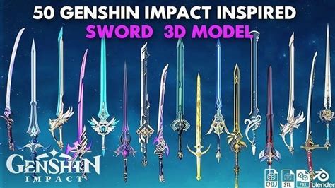 3D model 50 Genshin Impact Inspired Sword VR / AR / low-poly | CGTrader