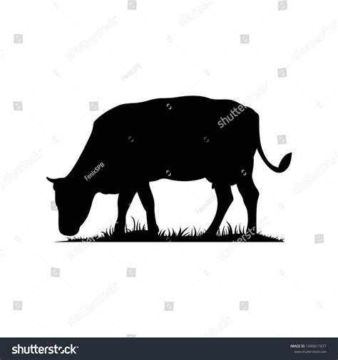 Vector Silhouette Cow Farm Animal On Stock Vector (Royalty Free) 1090611677 | Shutterstock