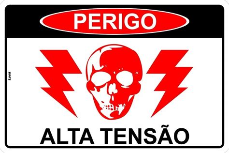 Placa Sinalização Perigo Alta Tensão Choque Elétrico 20x30cm