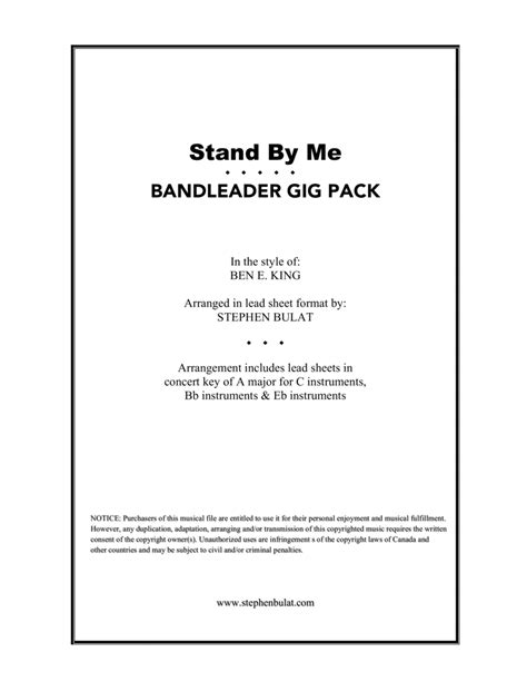 Stand By Me Arr Stephen Bulat By Ben E King Sheet Music For