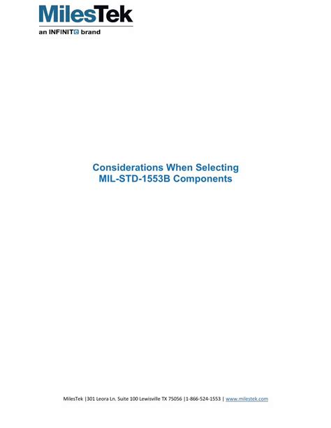 Pdf Considerations When Selecting Mil Std 1553b Componentsthe Interconnected Backbone Of A Mil