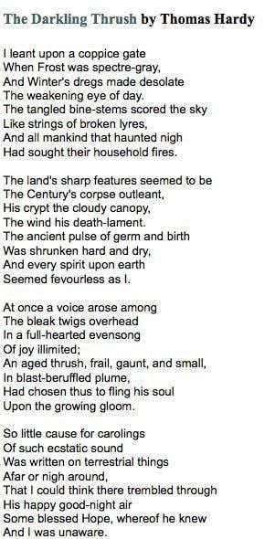 The Darkling Thrush Thomas Hardy [poem] R Poetry