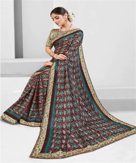 Multicolor Georgette Saree With Fancy Border And Fancy Blouse Piece Roop Kashish 4144951