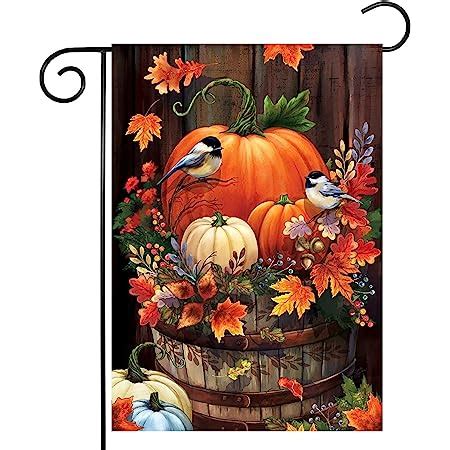 Amazon BLKWHT Fall Thanksgiving Pumpkin House Flag 28 X 40 Inch