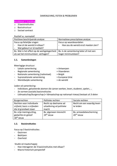 Samenvatting SFP SAMENLEVING FEITEN PROBLEMEN Hoofdstuk 1