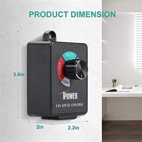 Ipower Variable Fan Speed Controller Adjuster Cordless For Duct Inline Exhaust Vent Blower Hvac