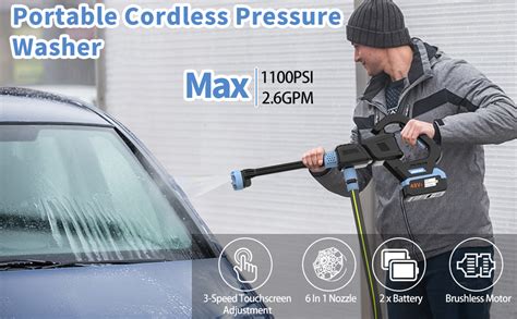 Maxipact Brushless Cordless Pressure Washer 1100 Psi Portable Power Washer With 2