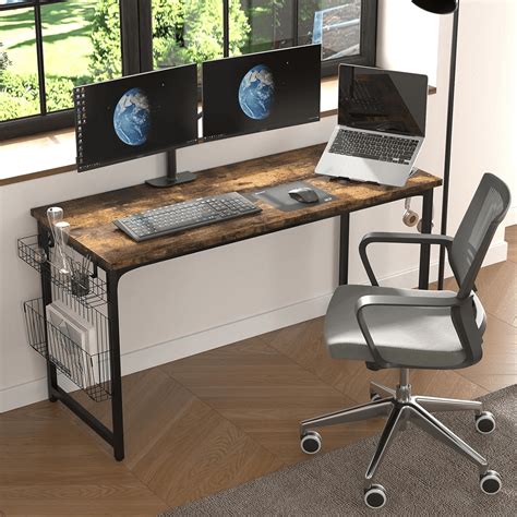 Comhoma Computer Desk Study Pc Table With Storage Basket And