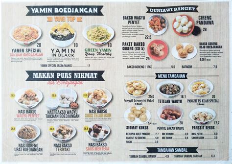 Menu At Bakso Boedjangan Proklamasi Restaurant Jakarta