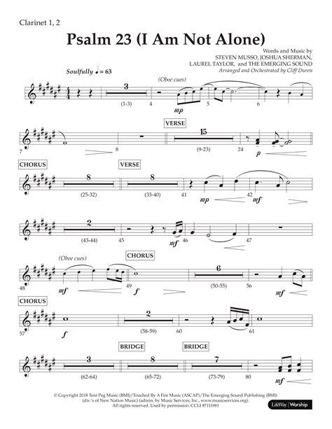 Psalm 23 I Am Not Alone Choral Anthem Satb Clarinet Sheet Music Pdf