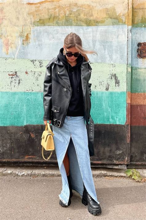 Denim Skirt Outfits Long Denim Skirt Denim Midi Skirt Denim Outfit