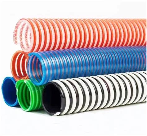 Corrugated PVC Suction Hose Green Grey Yellow Flexible Helix PVC