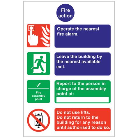 Semi Rigid Plastic Fire Action Sign Uk