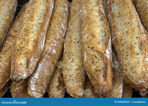 Stack Of Crispy Baguettes At The Bakery Stock Photo Image Of Baked