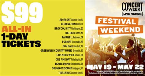 Live Nation Launches Festival Weekend 99 All In One Day Tickets To