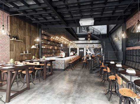 Urban restaurant : Kitchen +bar | Industrial restaurant design, Urban ...