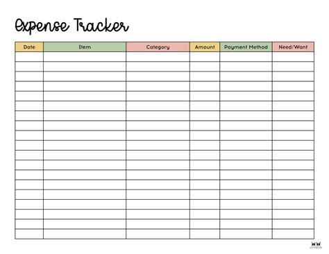 Expense Tracker Printables 20 Free Options Printabulls