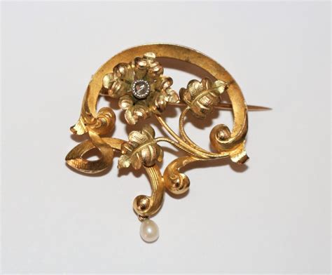 Broche D Poque Art Nouveau En Or Jaune