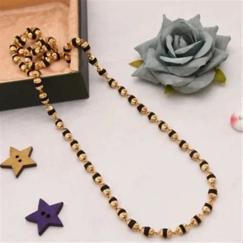 Brass Black Small Design Capping Gold Plated Rudraksha Mala 48 Beeds