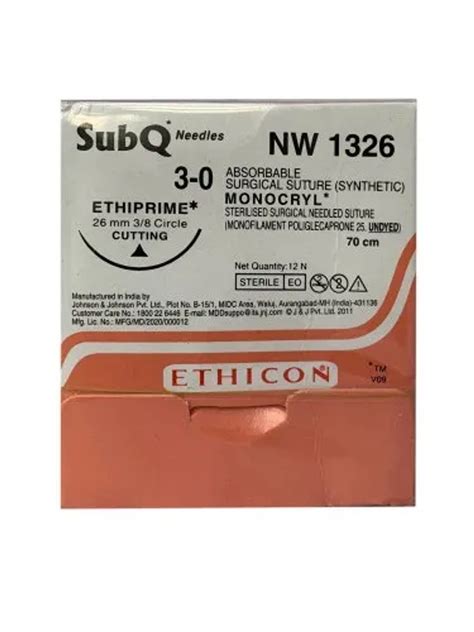 Monocryl Absorbable Suture Usp 3 0 70cm Nw1326 Docuses Healthcare