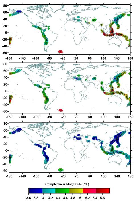 Spatial Variation Of Completeness Magnitude Mc For The Three Discrete