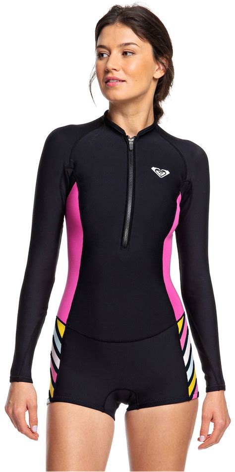 Roxy Womens Mm Pop Surf Long Sleeve Shorty Wetsuit Black