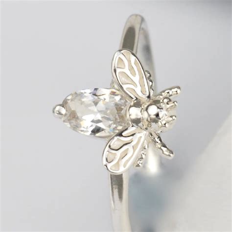 Sterling Silver Bee Ring Honey Bee Ring Silver And Cz Bee Etsy