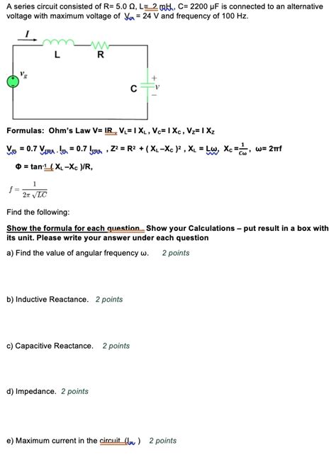 Solved A Series Circuit Consisted Of R L H C Pf Is