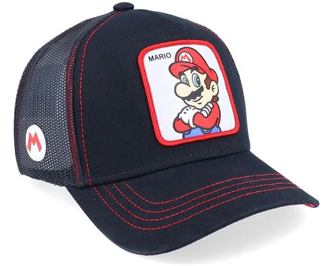 Super Mario Bros Mario 2 Black Trucker Capslab Cap Uk