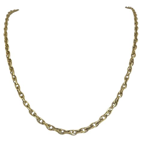 18 Karat Yellow Gold Unoaerre Bar And Curb Link Chain Necklace Italy