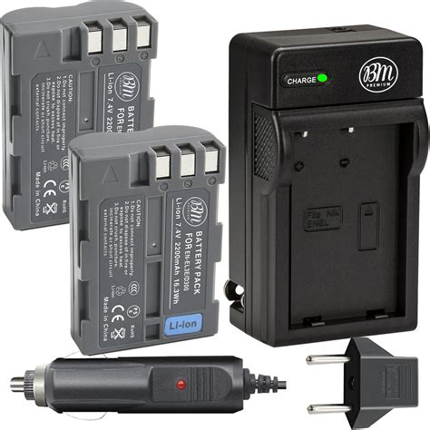 BM Premium 2 Pack Of EN EL3e Batteries And Battery Charger For Nikon