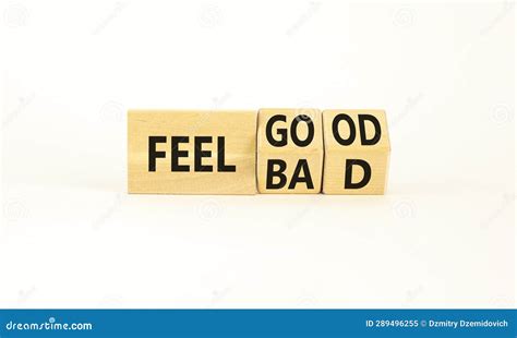 Feel Good Or Bad Symbol Businessman Turns Wooden Cubes And Changes