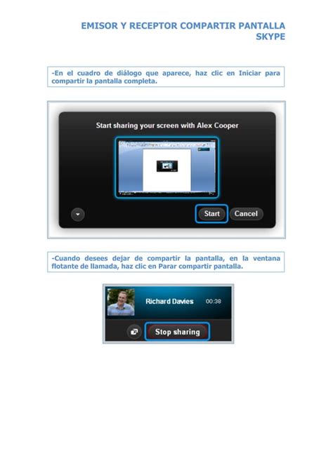 Emisor Y Destinatario Para Compartir Pantalla Skype PDF