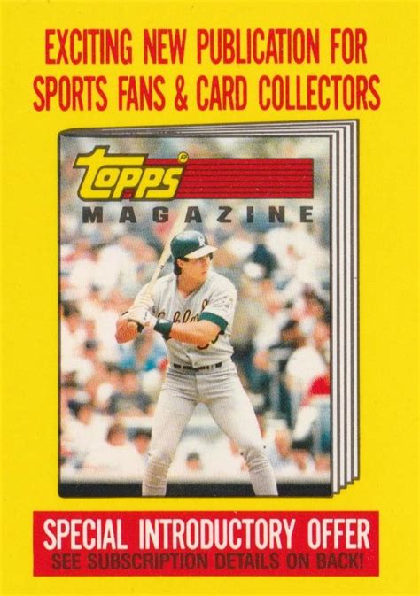 1990 Topps Major League Debut 1989 Nno Topps Magazine Subscription